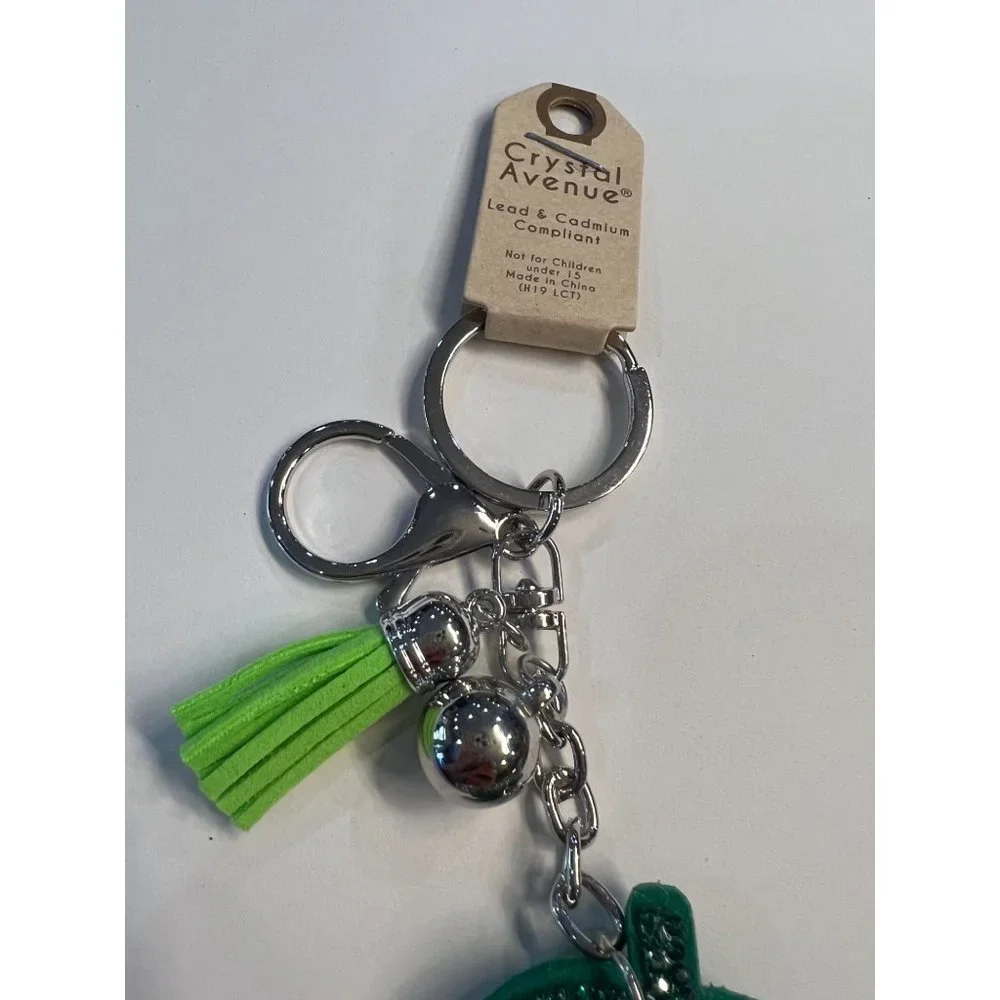 NWT Crystal Avenue Avacodo Rhinestone Puff‎ Keychain/ Bag Clip